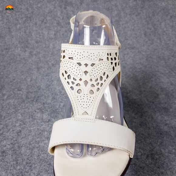 Naturalizer Veda Strappy Sandals White Leather Wedge Heel Coquette Women's Sz 9M - Picture 8 of 10